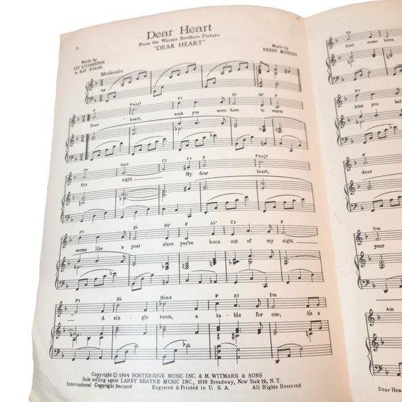 Dear Heart 1964 Sheet Music Henry Mancini Glen Ford Geraldine Page - Picture 3 of 8